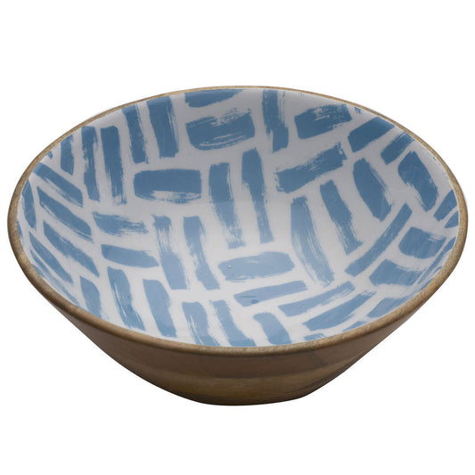 Mikasa Enameled Mango Wood Serving Bowl Blue