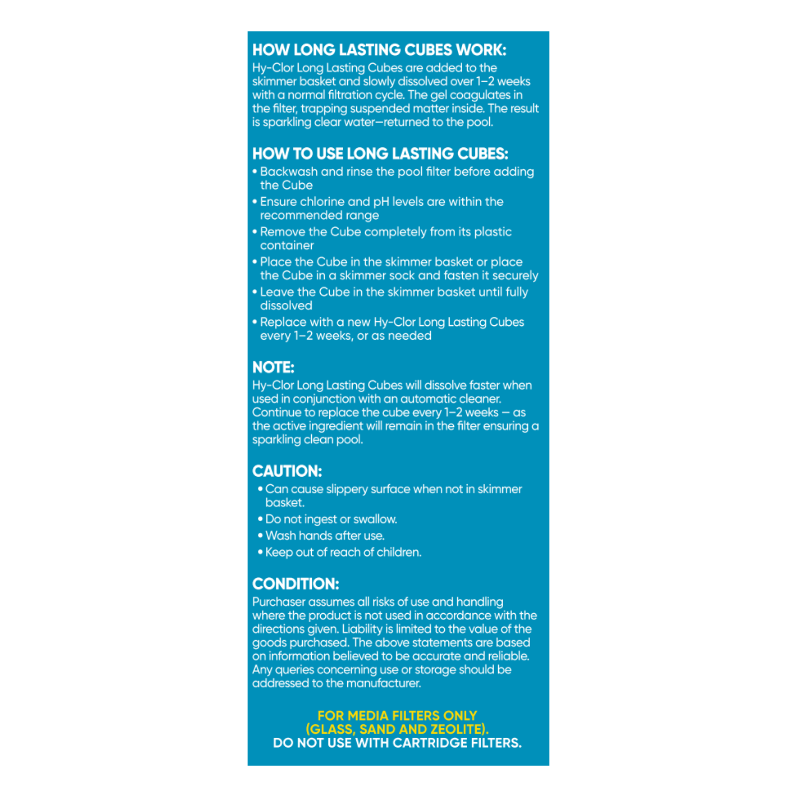 Hy-Clor Longer Lasting Pool Cubes 2 Pack Water Clarifier