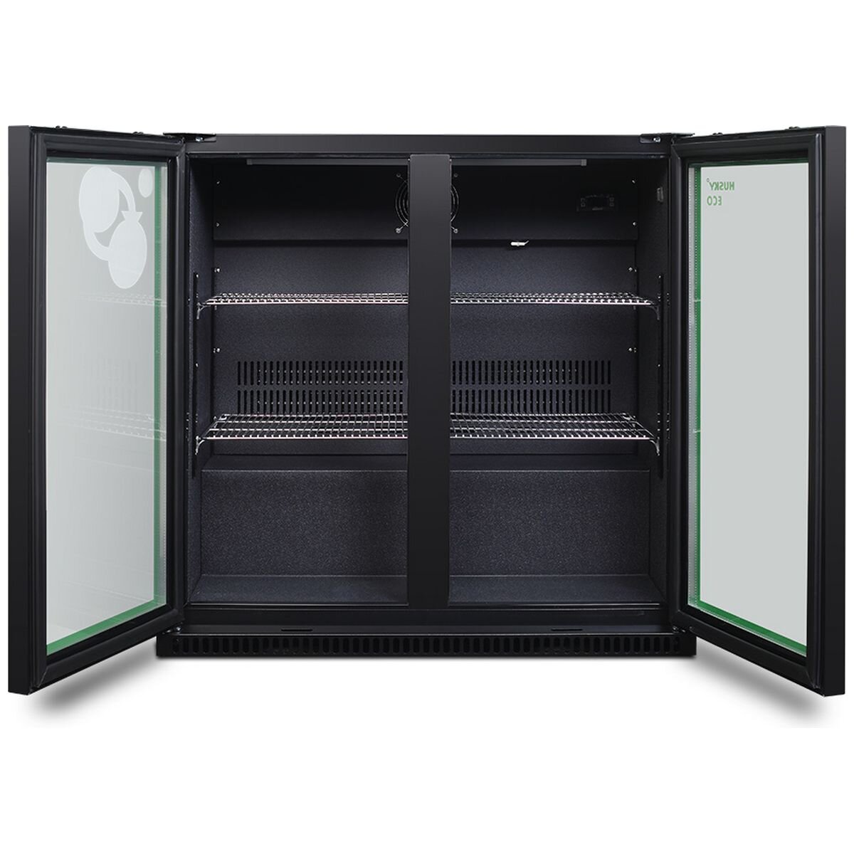 Husky 173L Eco Double Door Back Bar Drinks Chiller - Black, Electronic Controls, LED Lighting - C2HECO840BKAU