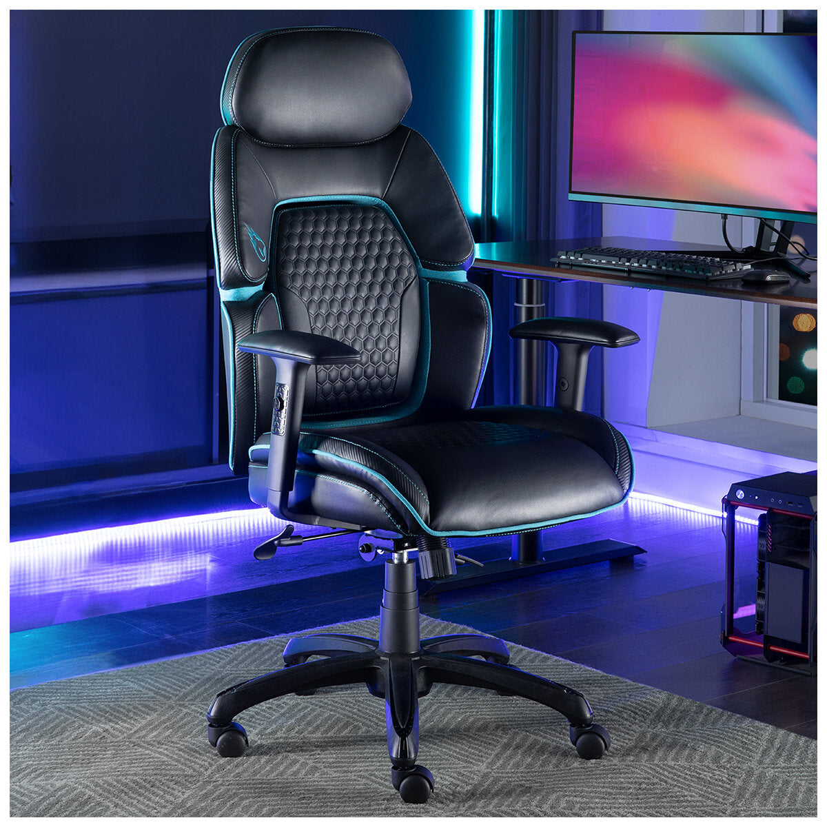 DPS Gaming Chair With Adjustable Headrest Black - SuperSaverAU - view 11