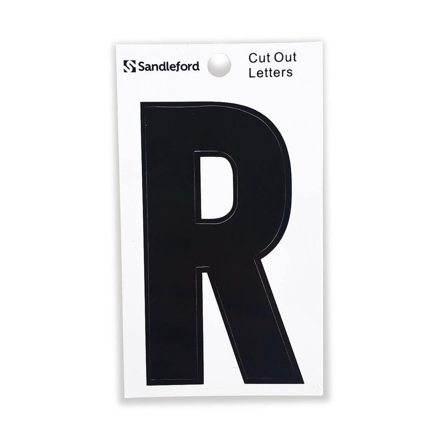 Sandleford Self Adhesive House Letter R - 85mm - Black - Durable Polycarbonate - SuperSaverAU - view 1