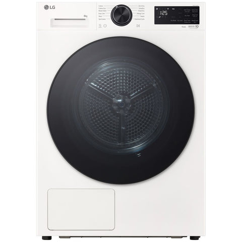 LG Series 3 8kg Heat Pump Dryer - White, 8 Star Energy Rating, Auto Cleaning Condenser - DXH3-08W