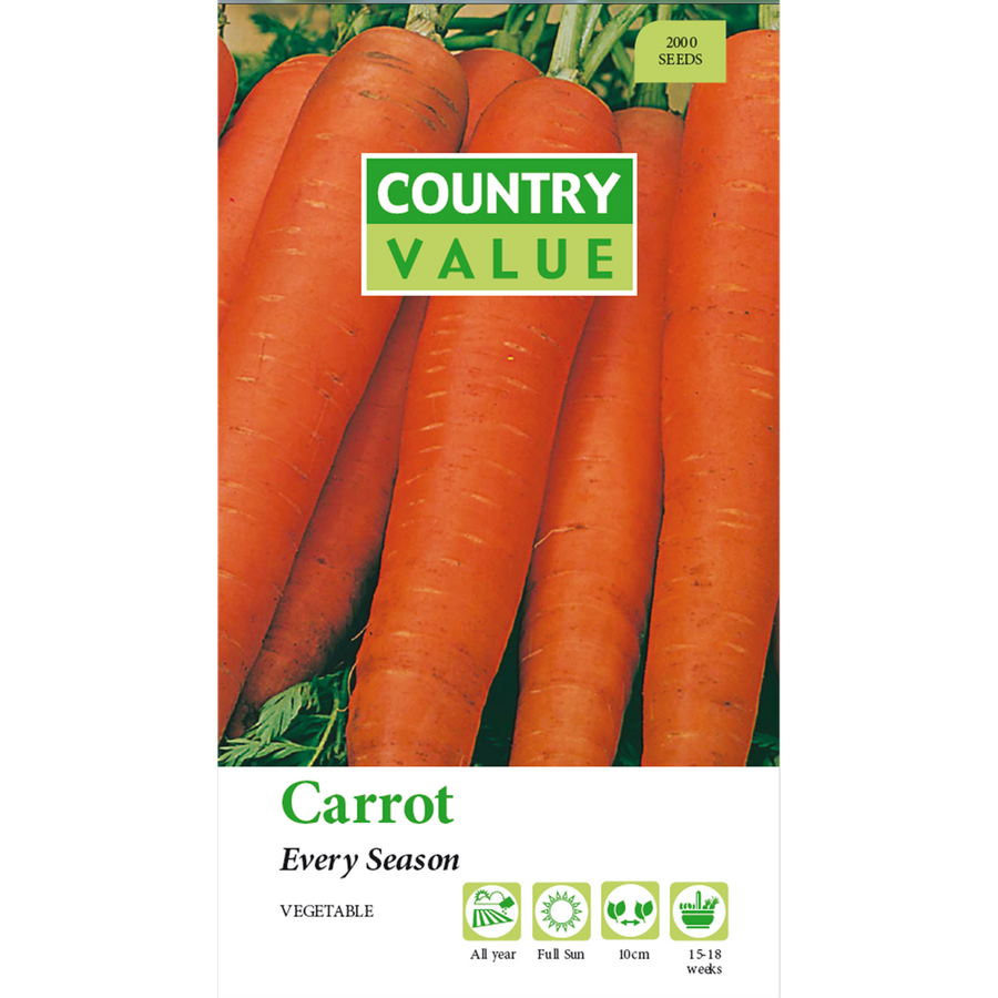 Country Value Carrot Seeds - Every Season - 160 Seeds - Great Flavor - SuperSaverAU - view 1