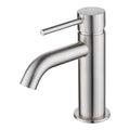 Mondella Resonance Brushed Nickel Curved Spout Basin Mixer, 25mm Cartridge, Pin Lever, 6L/min WELS 5 Star