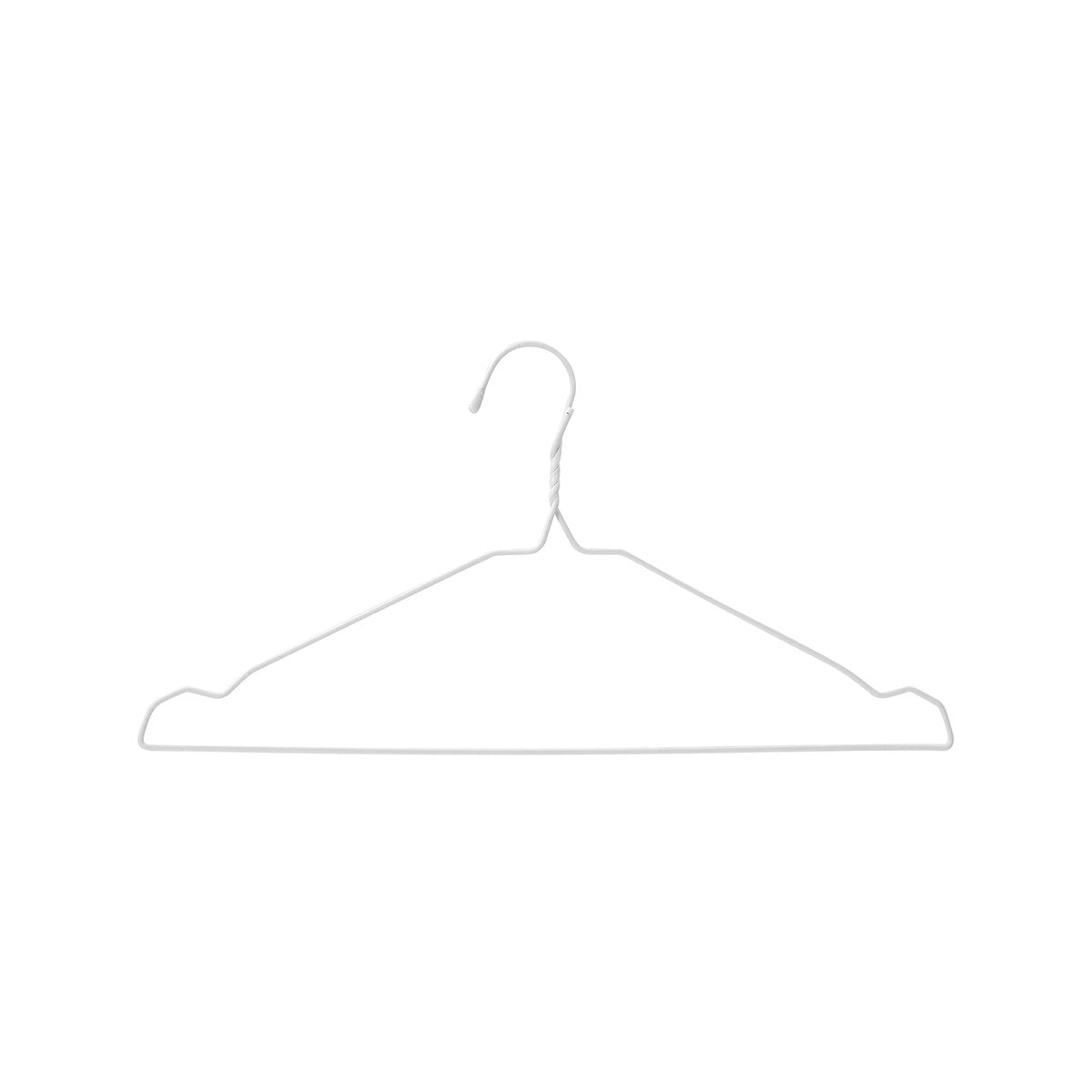 All Set White Coated Wire Clothes Hangers 10 Pack - 205mm x 31mm x 400mm - Slim Design