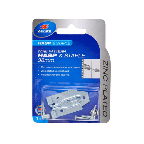 Zenith Hasp and Staple 38mm Zinc Plated Steel Lightweight Security Device - SuperSaverAU - view 1