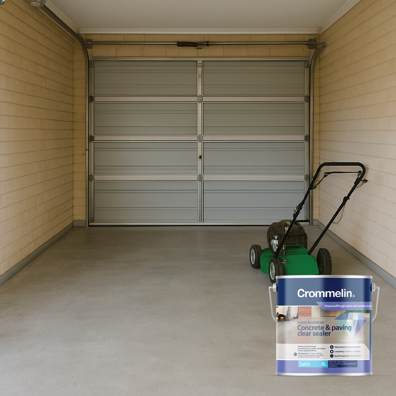 Crommelin 4L Clear Satin DiamondTough Concrete & Paving Sealer, Solvent Based