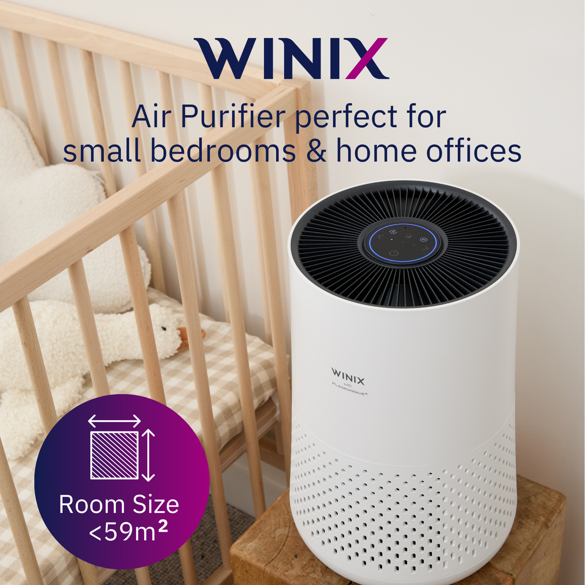 Winix Compact Air Purifier - 4 Stage Filtration - 59m² - White - SuperSaverAU - view 2