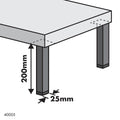 Adoored Furniture Leg - 25 x 25 x 200mm - Steel - Black Finish - SuperSaverAU - view 3