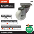 Move It 50mm White Polypropylene Swivel Plate Castor Durable Easy Use - SuperSaverAU - view 3