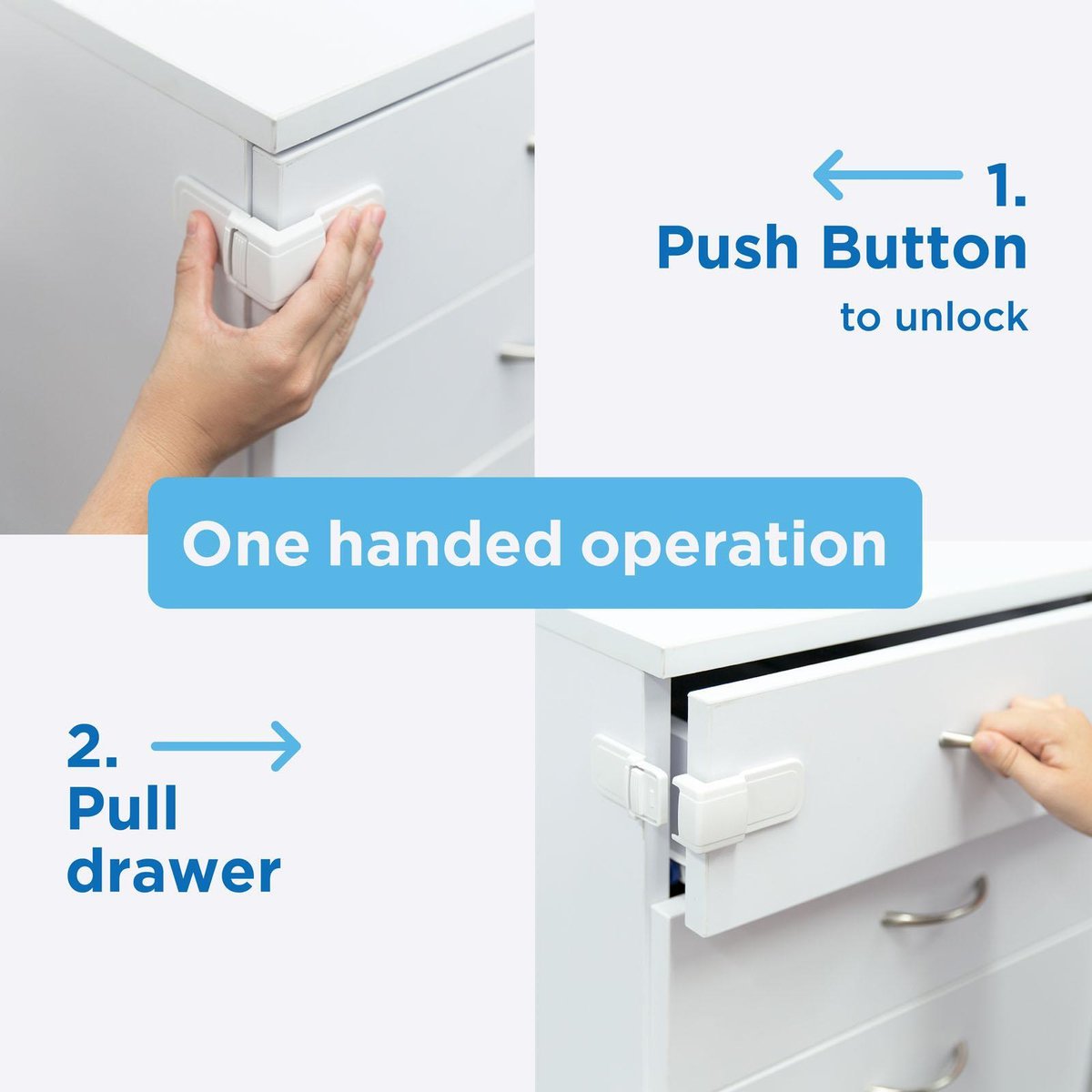 Perma Child Safety Corner Drawer Locks 4 Pack - 120mm x 190mm - White - SuperSaverAU - view 3