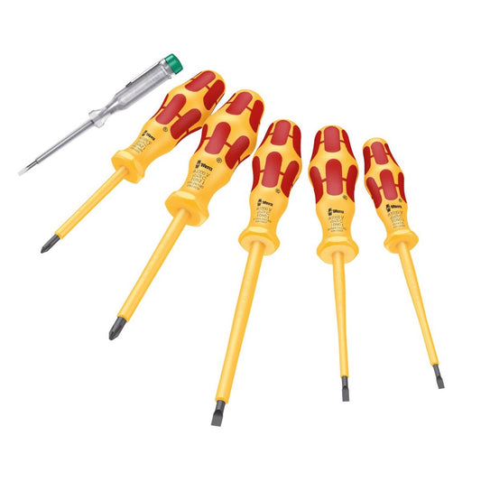Wera 6 Piece VDE Kraftform Insulated Screwdriver Set - 110mm x 40mm x 230mm - Safe Electrical Work