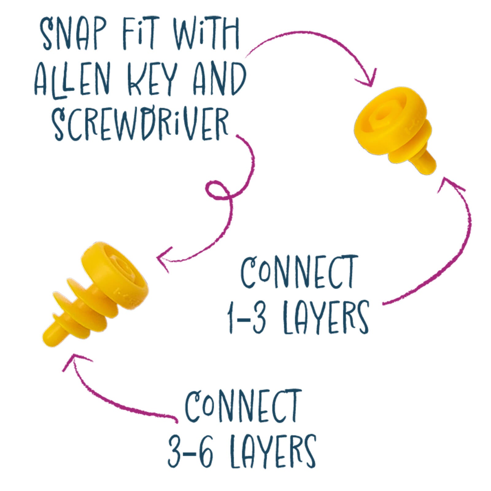I-Create Mini Screws for 1-3 Cardboard Layers, 100 Piece Yellow