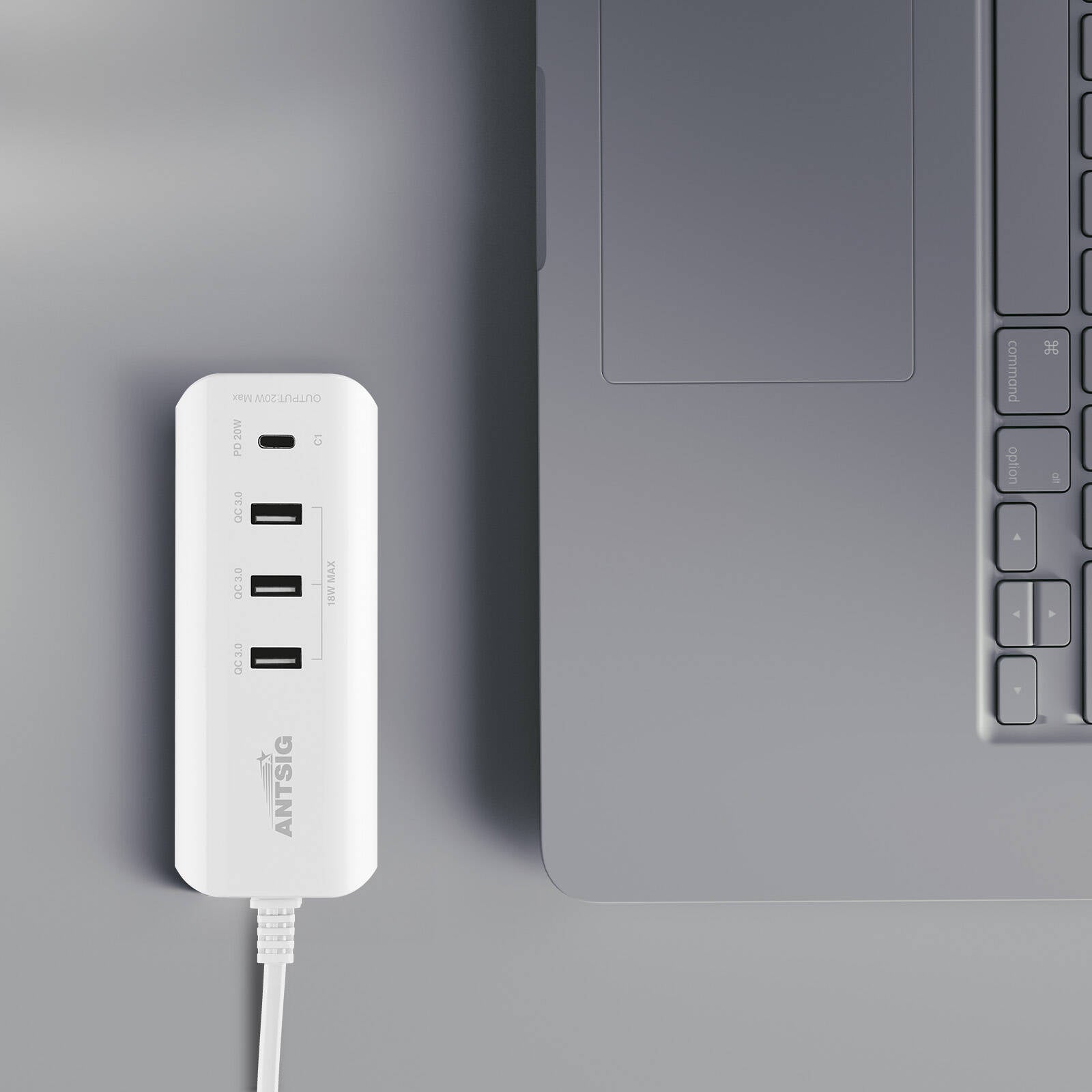 Antsig 20W Compact USB Charger - 3x QC 3.0 USB-A + USB-C PD, Travel Size AP3032B