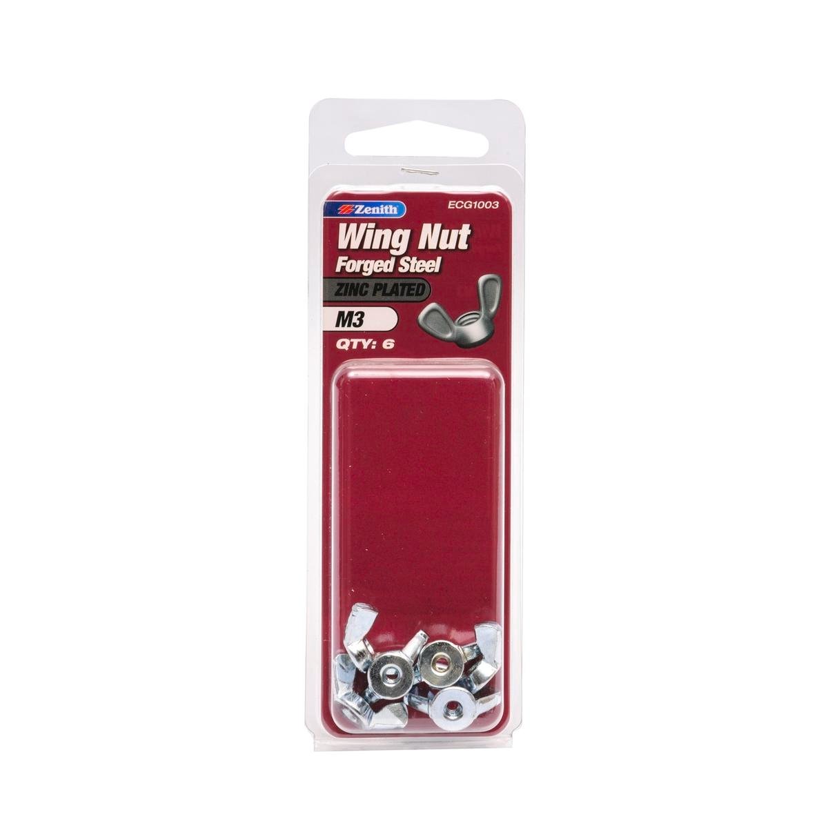 Zenith M3 Wing Nut Zinc Plated 6 Pack Forged Steel Easy Tightening - SuperSaverAU - view 1