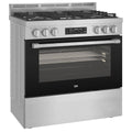 Beko 90cm Dual Fuel Freestanding Oven - 130L Twin Fan, Six Gas Burners, Stainless Steel - BFC918GMX1