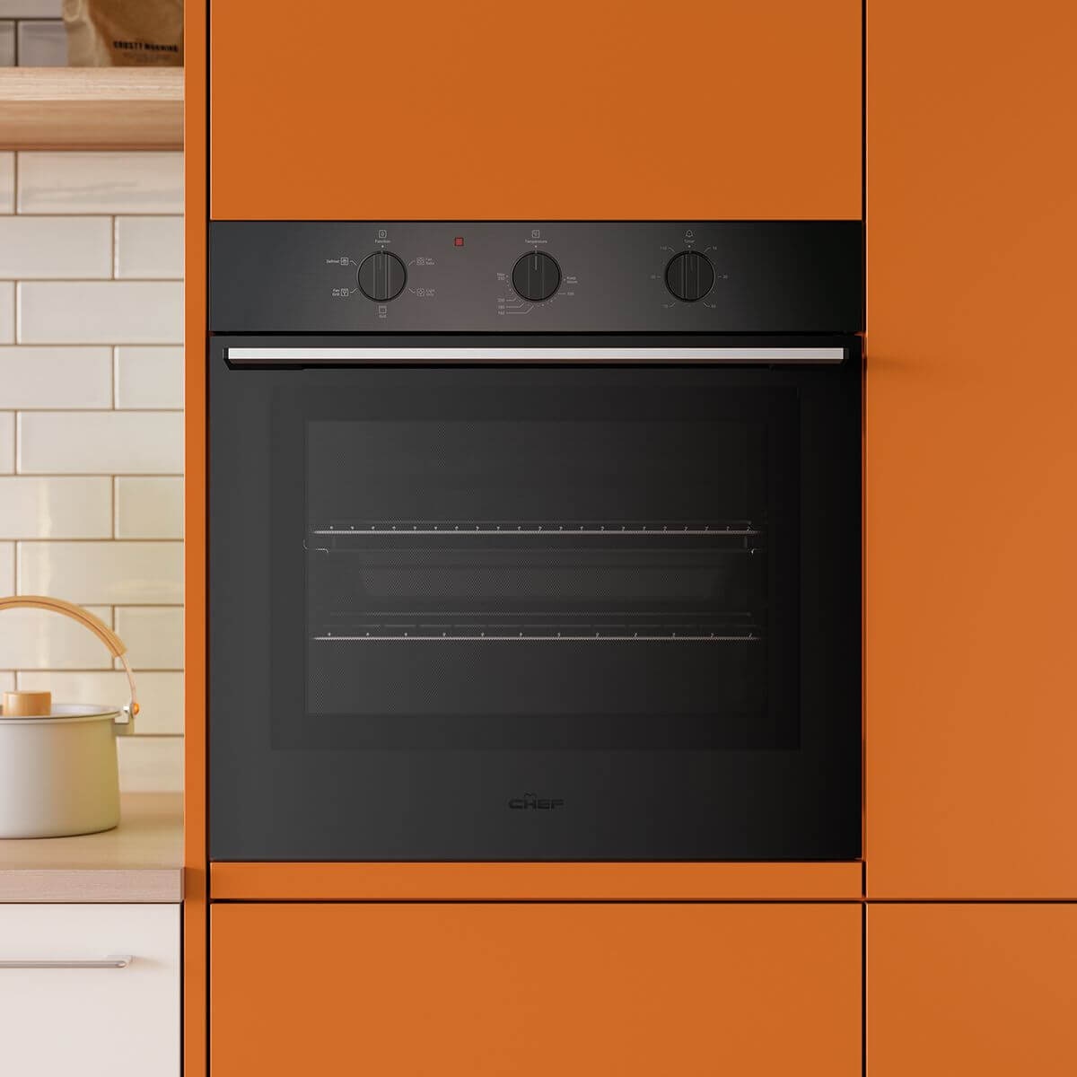 Chef 60cm electric oven 80L - matte black, triple-glazed door, 10A plug-in - CVE6312DC