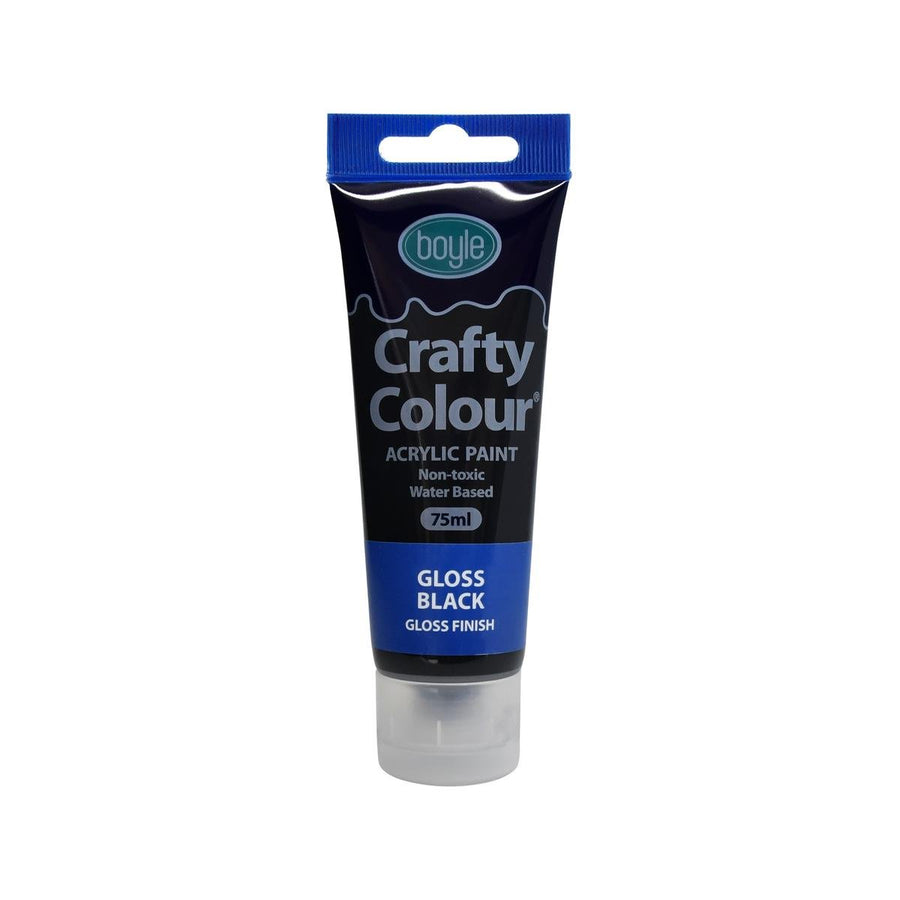 Boyle Crafty Colour Acrylic Paint - 75ml - Black - Gloss Finish - SuperSaverAU - view 1