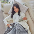 HoMedics Heated Throw Blanket 130x180cm - Cord Remote Control, Soft-Touch Fabric, Grey - HTB-1000GY-AU