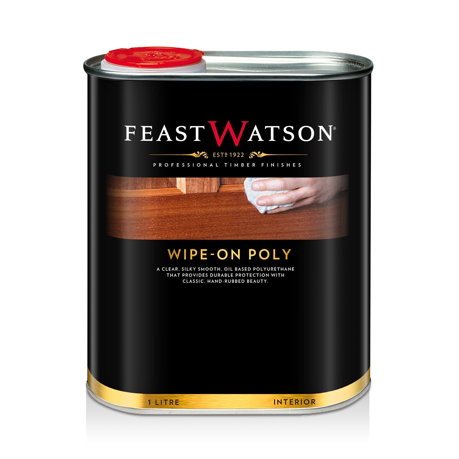 Feast Watson 1L Satin Wipe On Poly - Clear Oil Based Polyurethane, Waterproof Interior