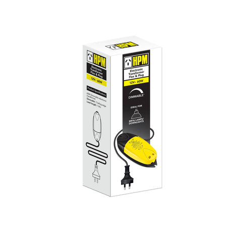HPM Cougar 60VA 12V Downlight Transformer with Flex and Plug MTECOUGAR60P