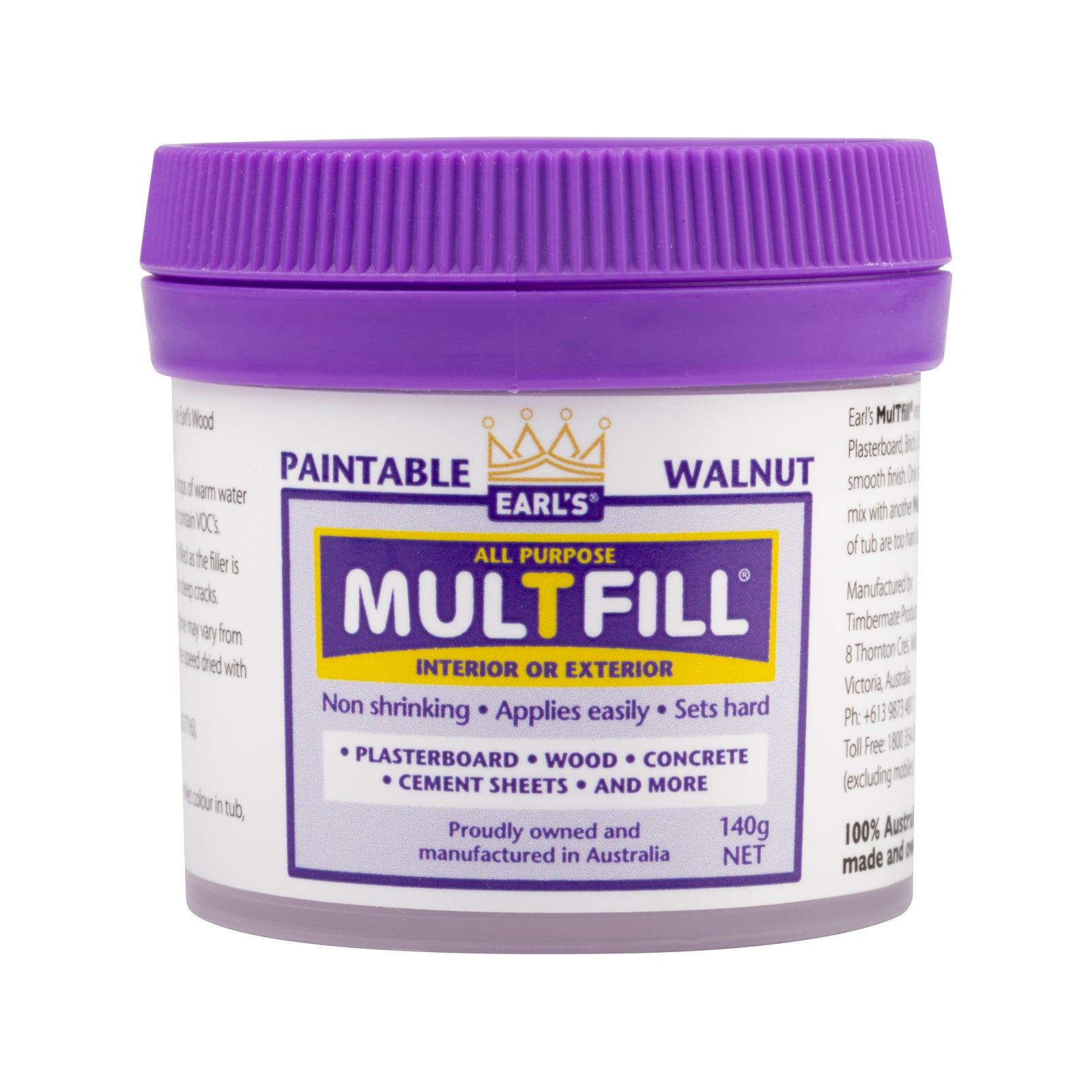 Earl's MulTfill Ready To Use Filler 140g Walnut Water Based