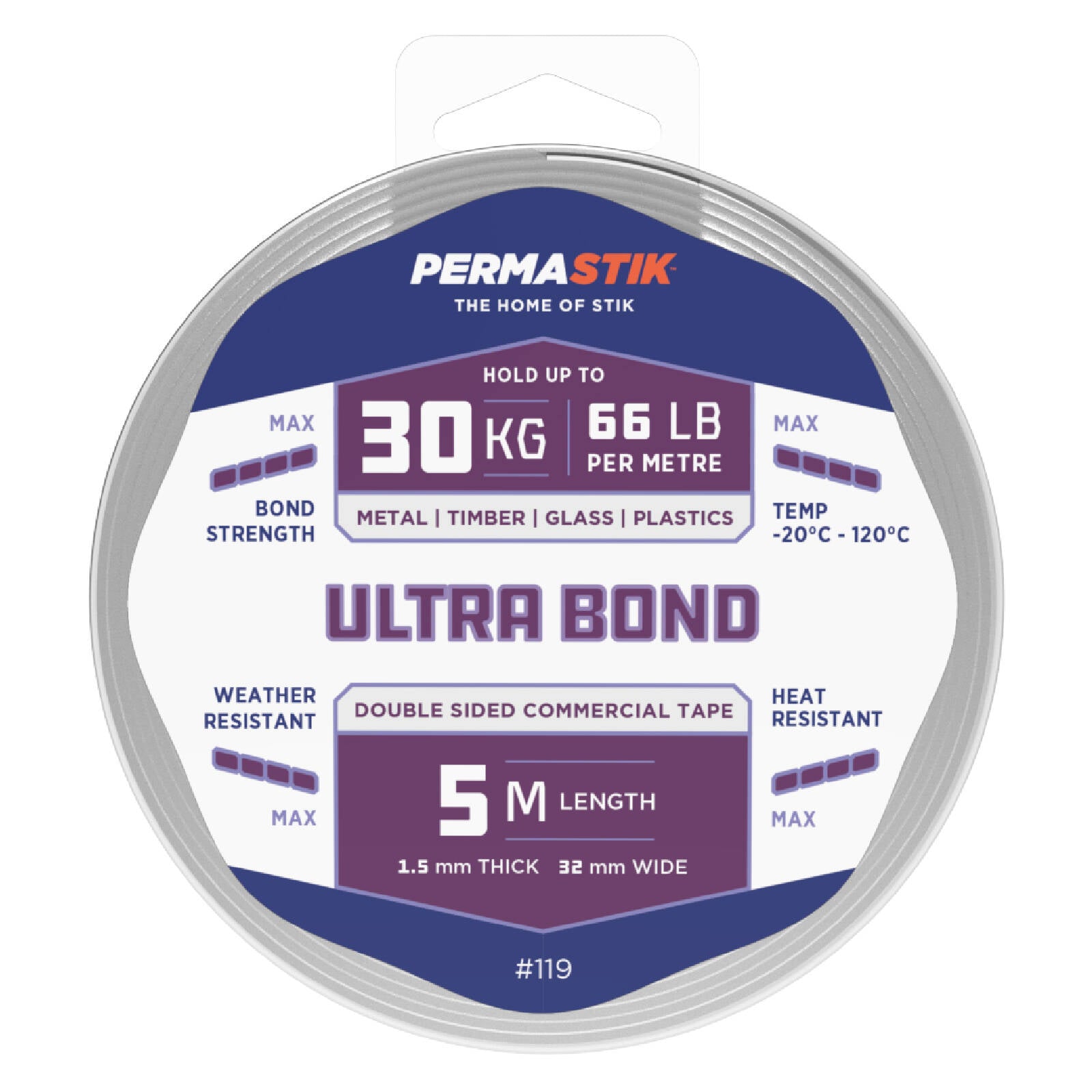 Permastik 5m x 32mm Ultra Bond Foam Mounting Tape Indoor Outdoor