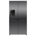Hisense 640L Quad Door Fridge - Dark Stainless Steel - Non-Plumbed Ice and Water Dispenser - HRCD640TBW