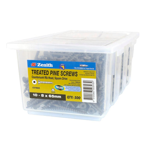Zenith Treated Pine Screws - 8g x 65mm - Carbon Steel - Tufcote - 500 Pack - SuperSaverAU - view 1