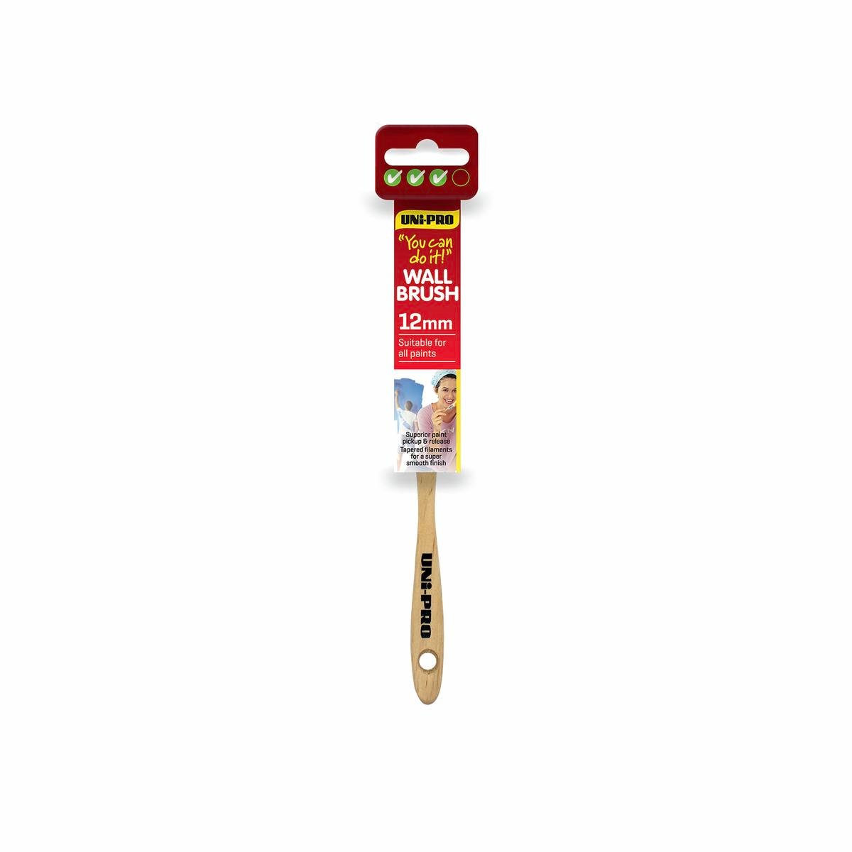 Uni Pro Wall Brush - 12mm - Synthetic - Smooth Finish - SuperSaverAU - view 1