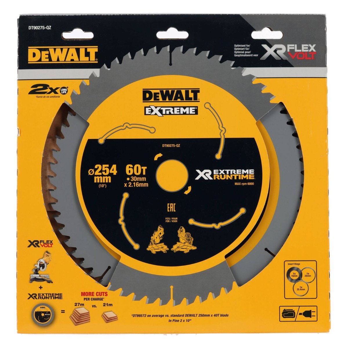 Dewalt XR Circular Saw Blade 254mm 60T - C3 Carbide - Efficient Cutting - SuperSaverAU - view 2