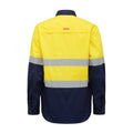 Hard Yakka Yellow/Navy Hi Vis Taped Long Sleeve Cotton Shirt Size XL