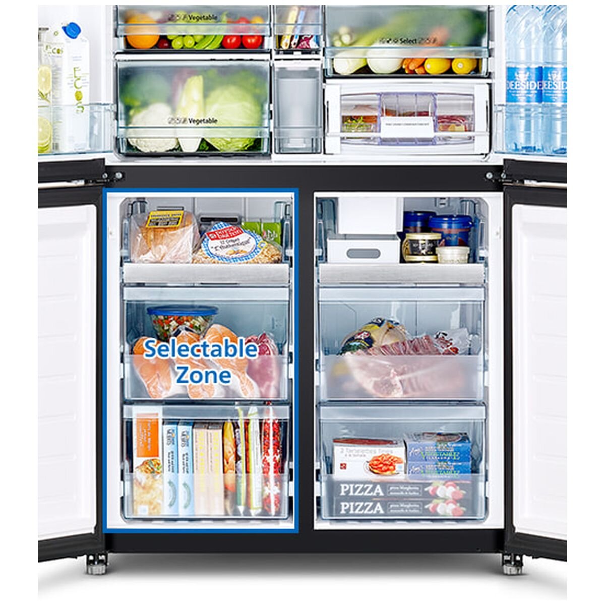 Hitachi 569L French Door Fridge - Matte White Glass, Human Sensor Auto Door, Ice Maker - RWB640VT0X-1MGW
