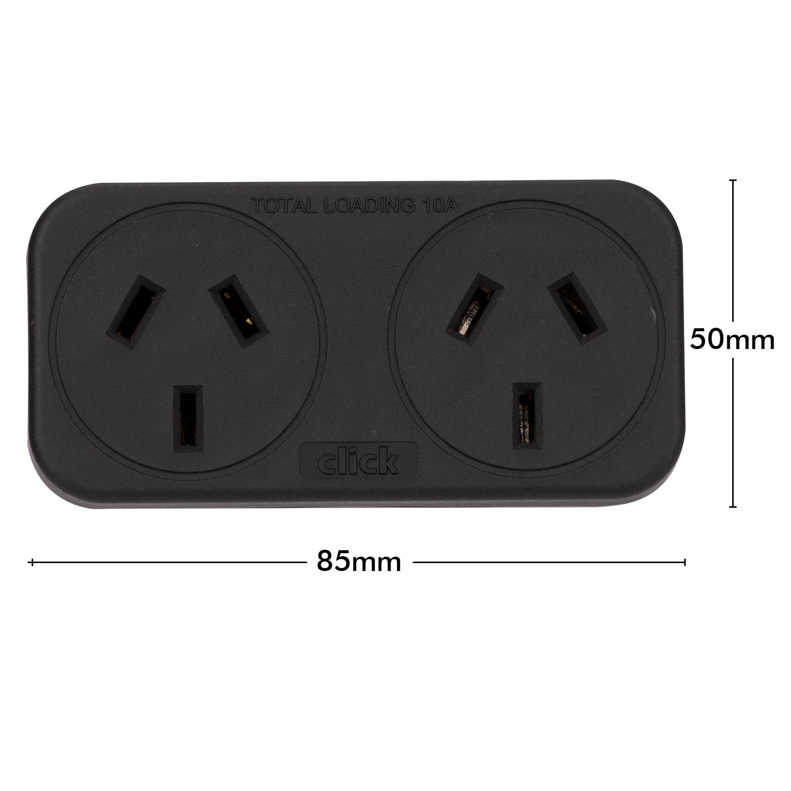 Click Black Polycarbonate Right & Left Hand Double Adaptor, Twin Pack