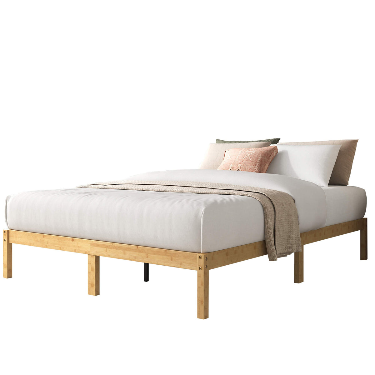 Zinus Moiz King Bamboo Wooden Bed Base - Bamboo Frame and Legs, No Box Spring Required - AU-FBMMB2ZC-12K