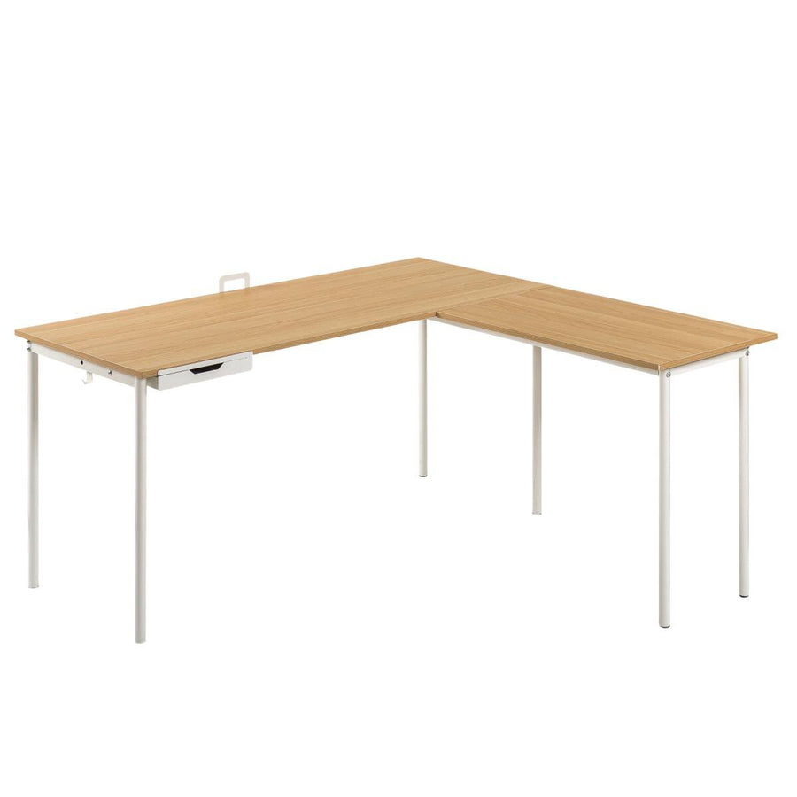 Zinus Dominic L-Shaped Corner Office Desk - Metal Frame with MDF Top, Cream Finish, Flat-Pack - AU-LD-C59C