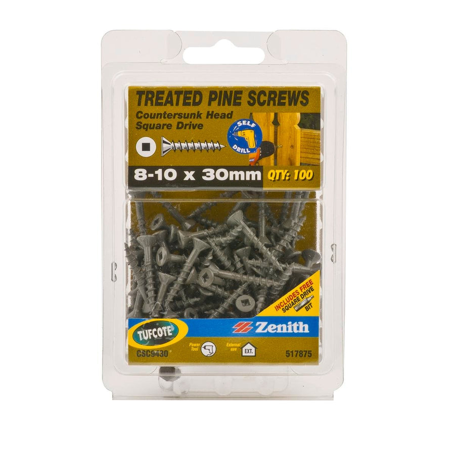 Zenith Countersunk Head Screws 10 x 30mm Tufcote 100 Pack - SuperSaverAU - view 1