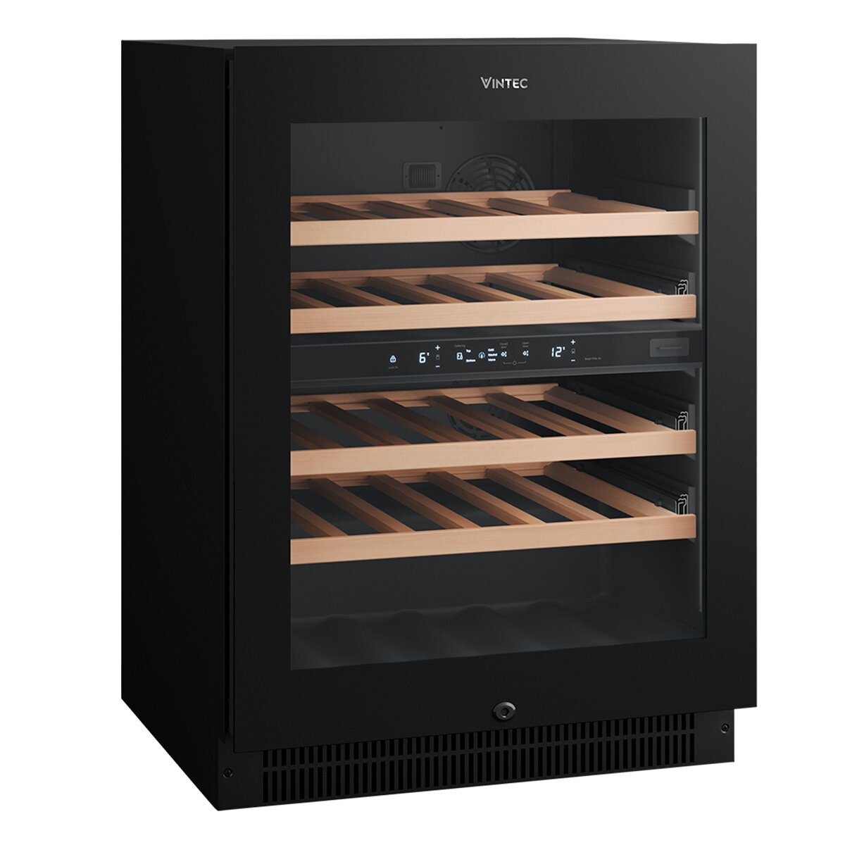 Vintec 40 Bottle Dual Zone Wine Fridge - Black, UV-Protected Glass Door, Inverter Compressor - VWD820SCB-X