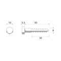 Zenith Hot Dip Galvanised Hex Head Coach Screws M8 x 50mm 25 Pack - SuperSaverAU - view 4