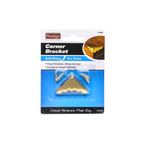 Prestige Decorative Brass Corners 14 x 31mm 4 Pack Durable Finish - SuperSaverAU - view 1