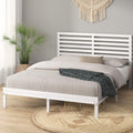 Zinus Double Metal and Bamboo Bed Frame - White Steel Frame, Bamboo Headboard Accent - AU-FBOBH3ZC-35D