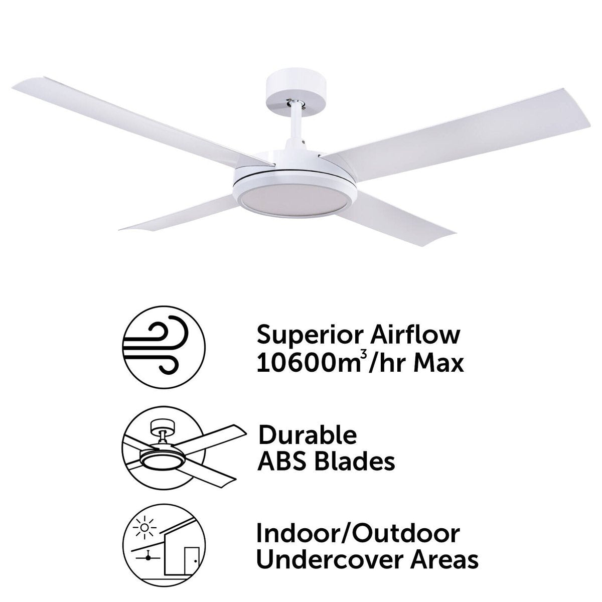 Brilliant 52" White LED CCT Inaya DC Ceiling Fan - Energy Efficient - Quiet Operation - SuperSaverAU - view 2