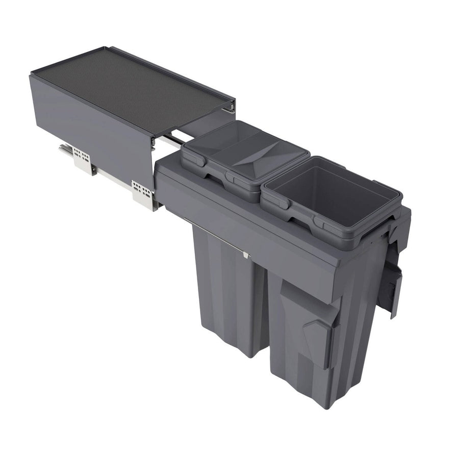 Kaboodle 2 x 16L Side Mount Pullout Bin 300mm Base Cabinet - Grey - Easy Installation - SuperSaverAU - view 1