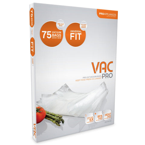 Aquaport VacPro vacuum sealer bags 22cm x 30cm - 75 pre-cut, BPA free, freezer safe - PRO-VAC-B75