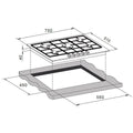 Trinity 70cm 5 Burner Gas Cooktop - Black Tempered Glass - Wok Burner - Cast Iron Trivets - TRG700BK