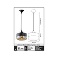 Home Design Tozzo Ambra Pendant Light Metal & Glass E27 60W Indoor