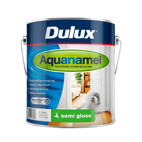 Dulux Aquanamel Semi Gloss Enamel Paint 4L White Water-Based