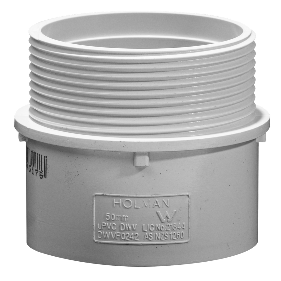 Holman 50mm PVC DWV Male Iron Connector - Grey - Durable - Easy Install - SuperSaverAU - view 1
