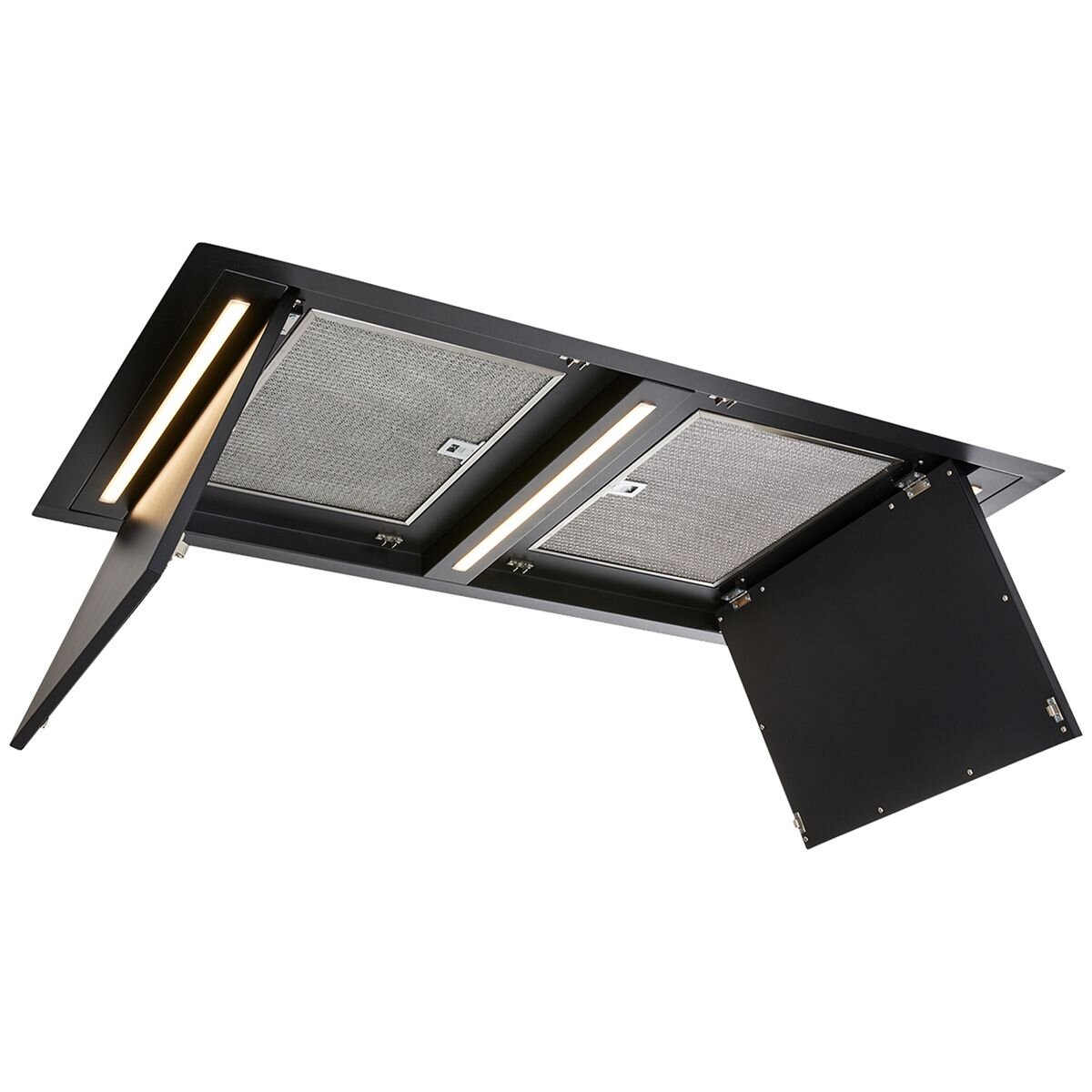 Schweigen 120cm Ceiling Cassette Rangehood - Matte Black, Twin External Motors, LED Light - SCC1200B-SP2PAK