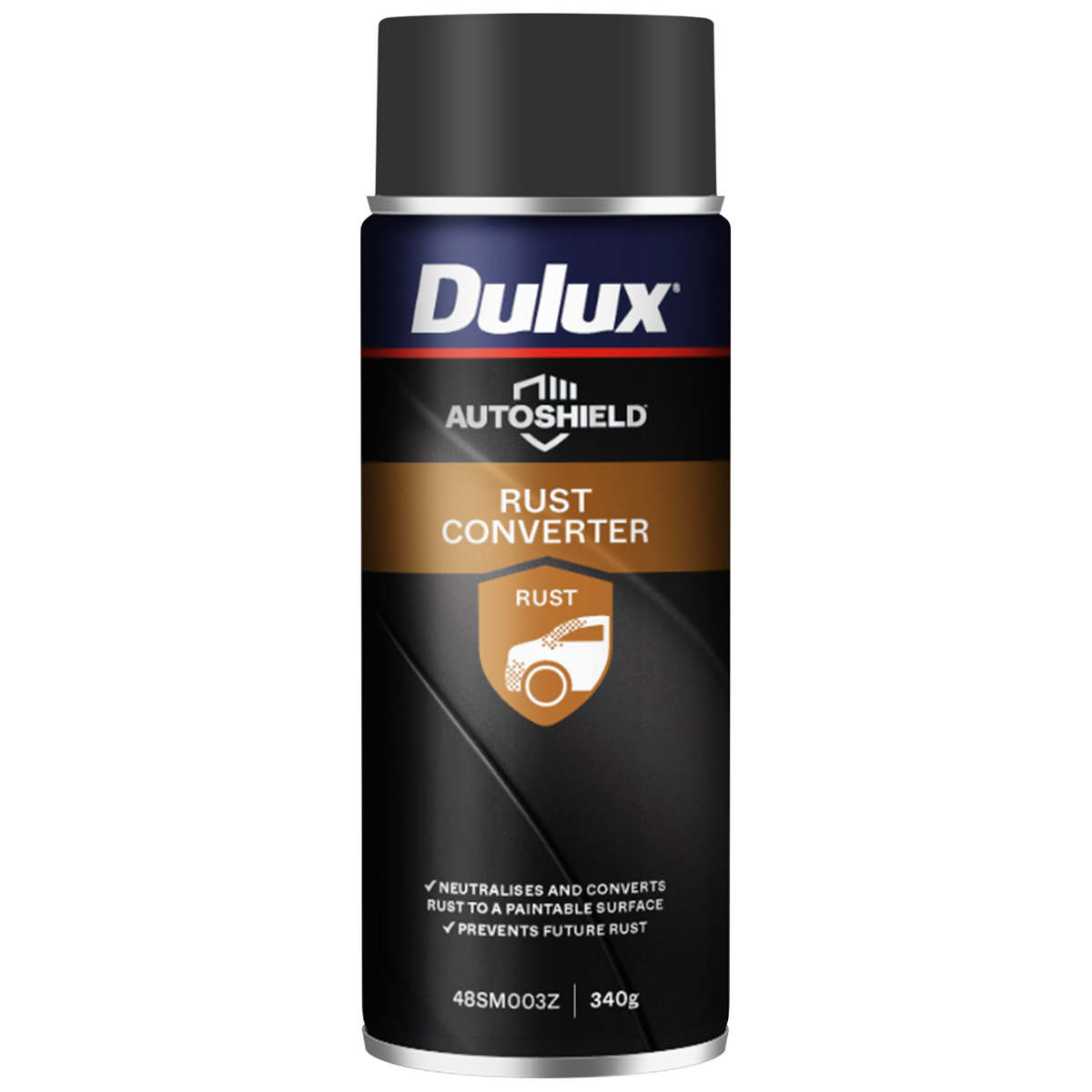 Dulux Autoshield Rust Converter Spray Paint 340g - 65mm x 210mm - Black - SuperSaverAU - view 1